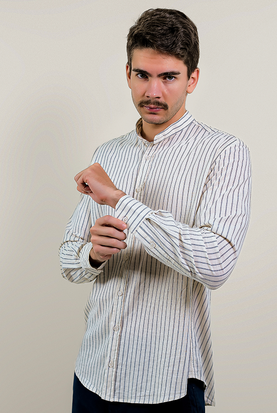 Camisa Gola Padre Listras Flamê - Harvello