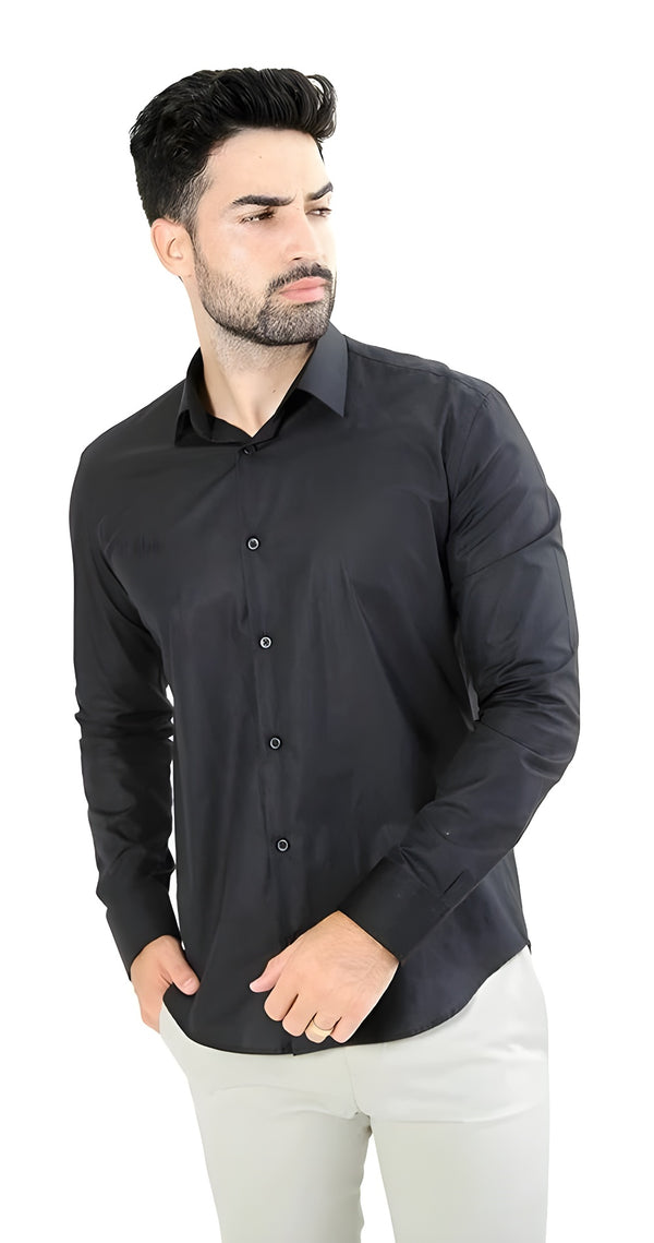 Camisa Manga Longa Slim Fit Básica Lisa - Harvello