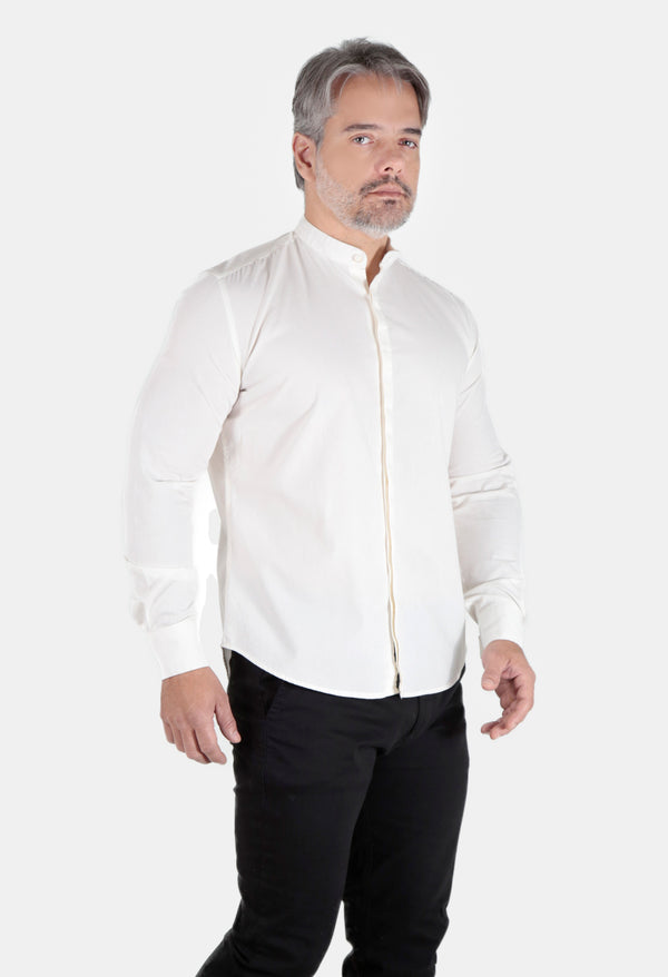 Camisa Slim Fit Mylla Gola Padre Off White - Harvello