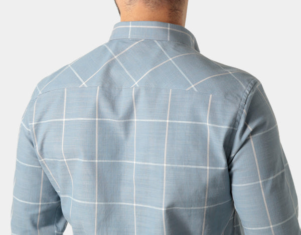Camisa Social Manga Longa Maxi Xadrez Azul - Harvello