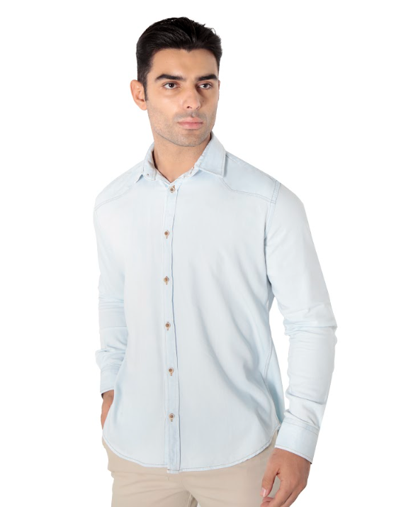 Camisa Jeans Manga Longa Slim Fit Delavê - Harvello